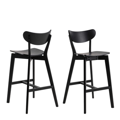 Set of 2 Saffron Black Wooden Bar Stools