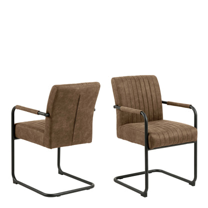 Set of 2 Helsinki Light Brown Upholstered Dining Chair Ribbed Back