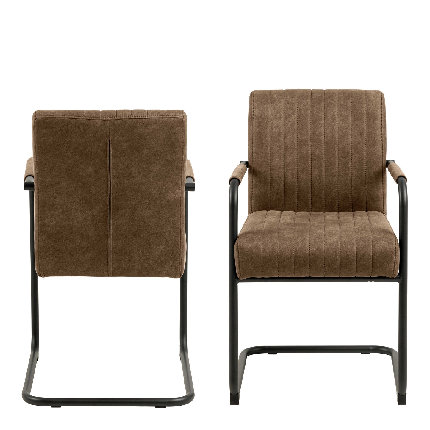 Set of 2 Helsinki Light Brown Upholstered Dining Chair Ribbed Back