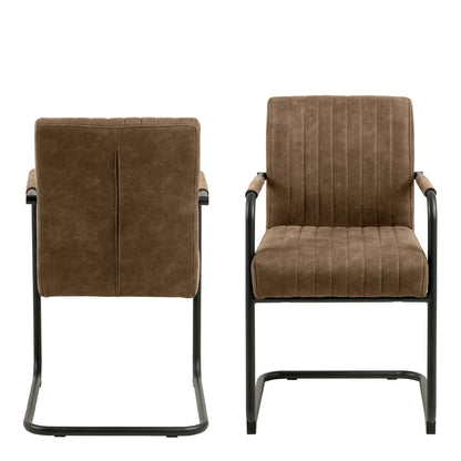 Set of 2 Helsinki Light Brown Upholstered Dining Chair Ribbed Back