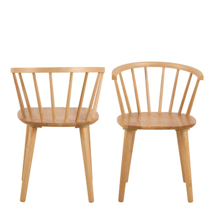 Set of 2 Noa Oak Wooden Dining Chairs Modern Slatted Back