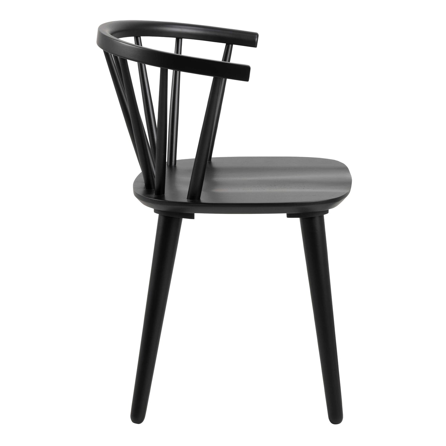 Set of 2 Black Wooden Dining Chairs Modern Slatted Back