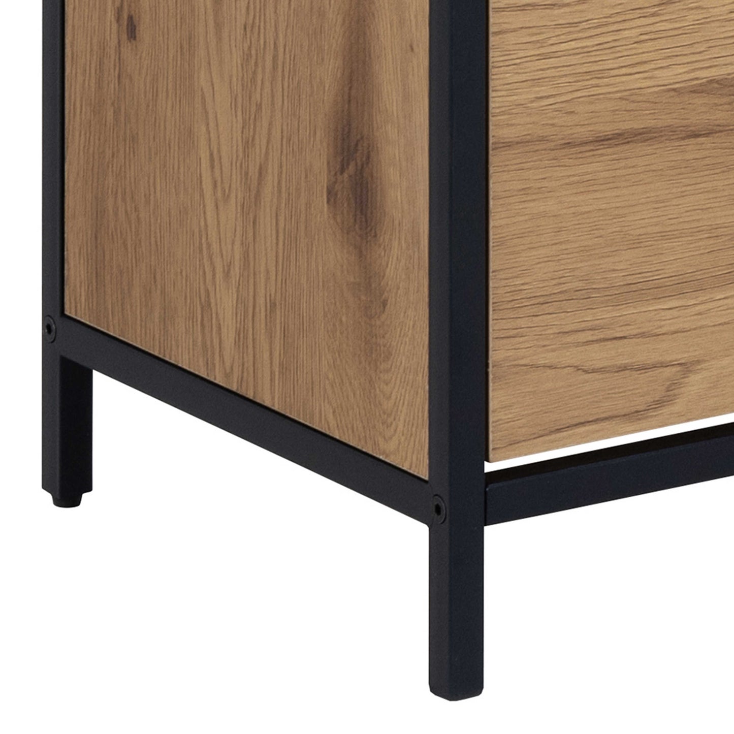 Taipei Black and Oak Wood 3 Drawer Shoe Cabinet