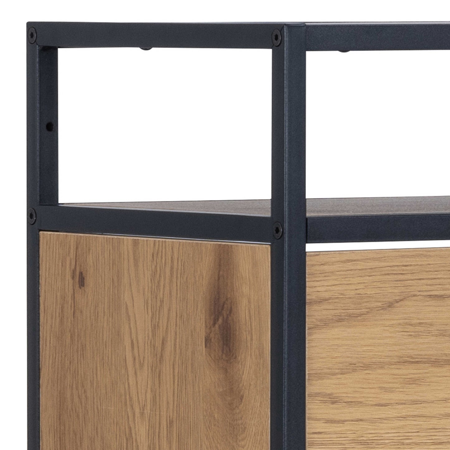 Taipei Black and Oak Wood 3 Drawer Shoe Cabinet
