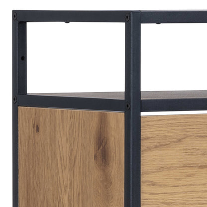 Taipei Black and Oak Wood 3 Drawer Shoe Cabinet
