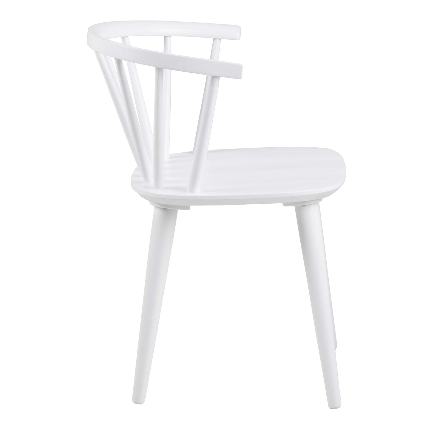 Set of 2 White Wooden Dining Chairs Modern Slatted Back