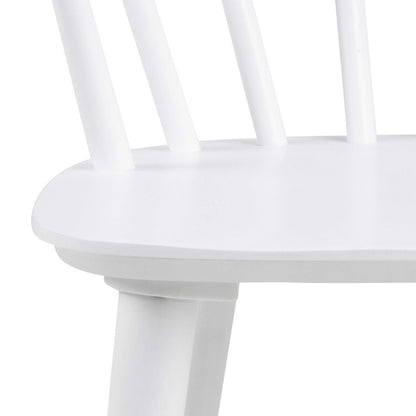 Set of 2 White Wooden Dining Chairs Modern Slatted Back