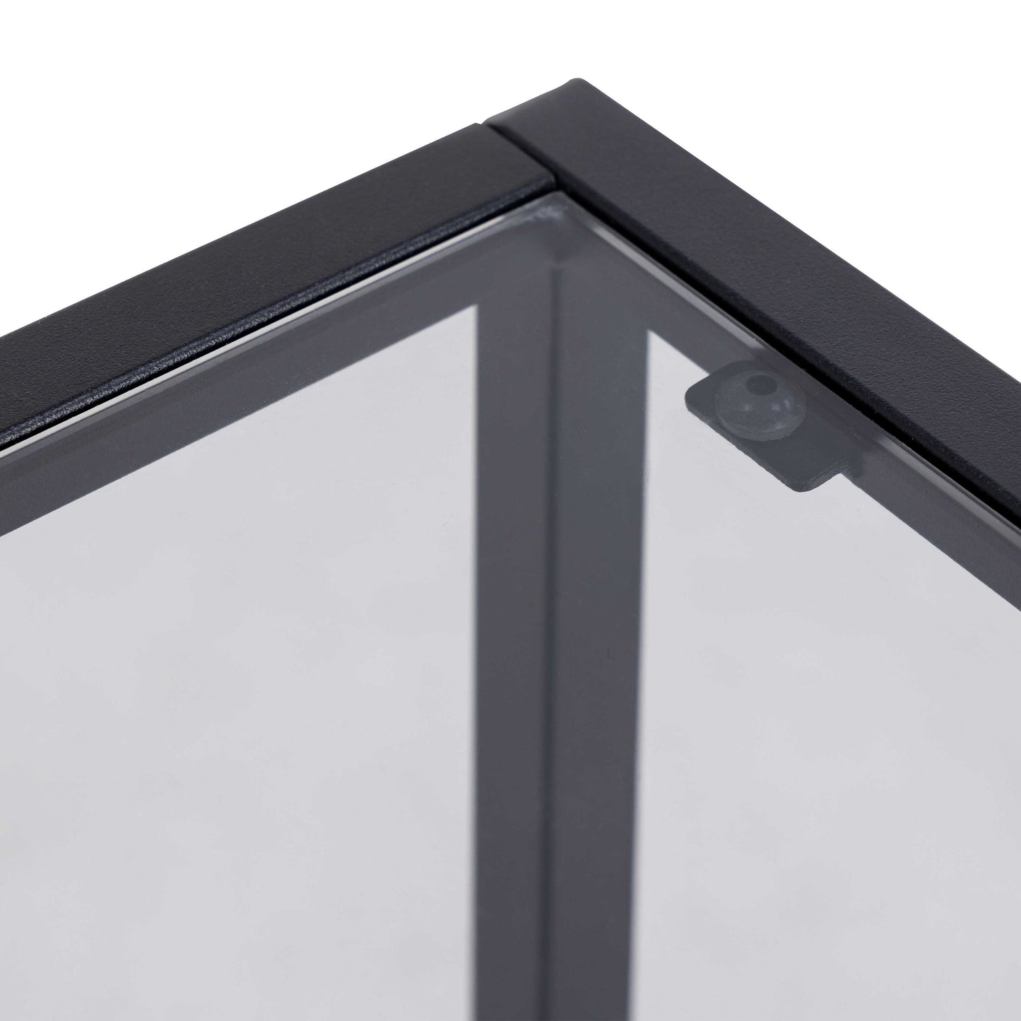 Wrenna Black Bedside Table Glass Top