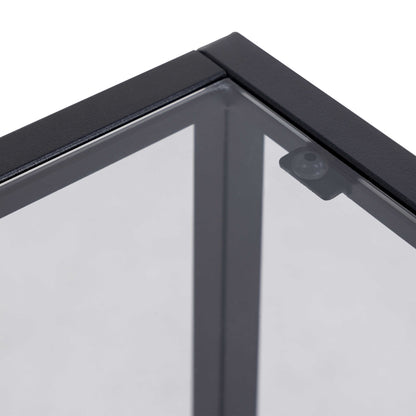 Wrenna Black Bedside Table Glass Top