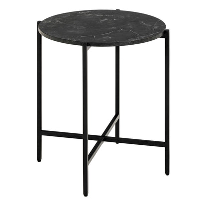 Odense Black Izmir Round Side Table Metal Legs