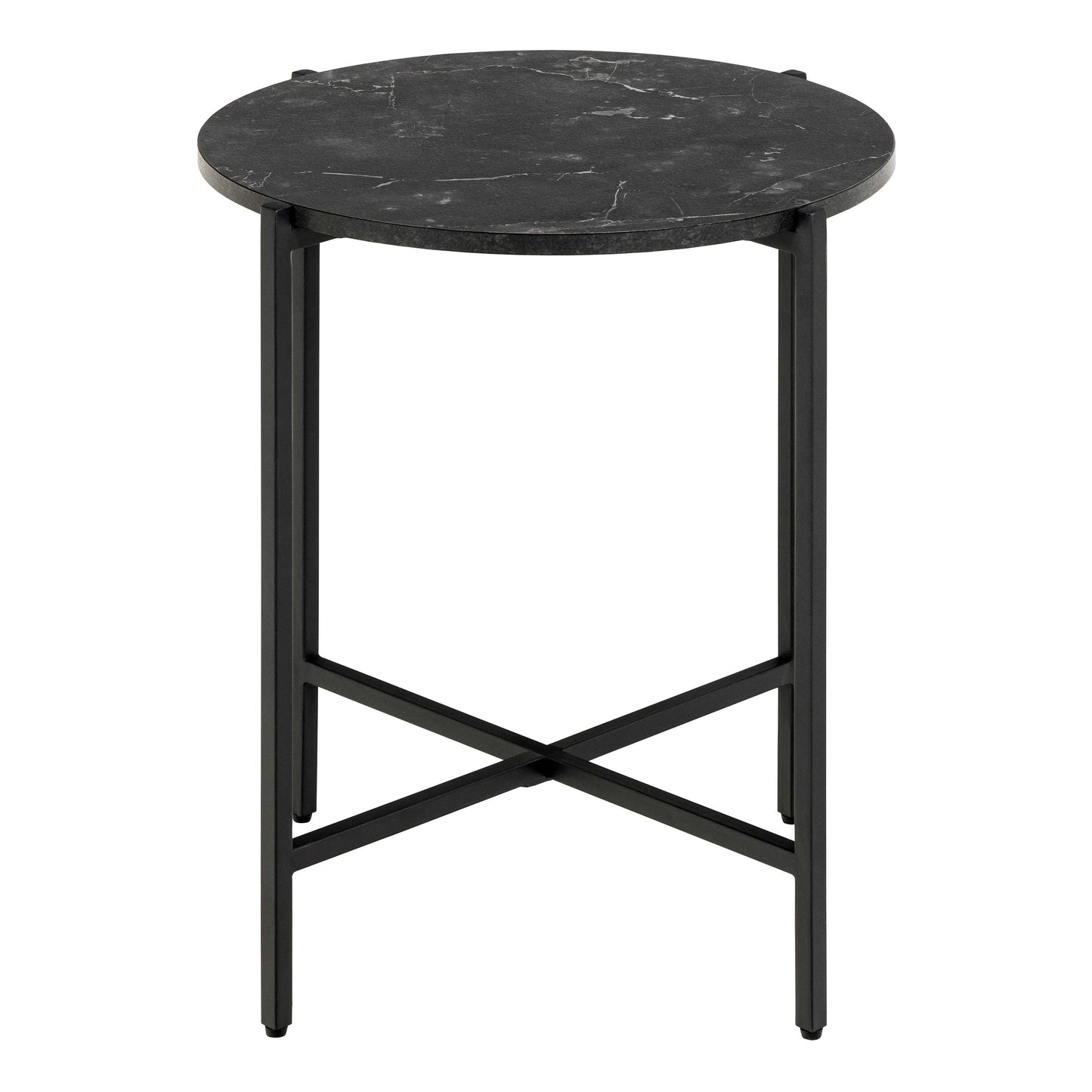 Odense Black Izmir Round Side Table Metal Legs