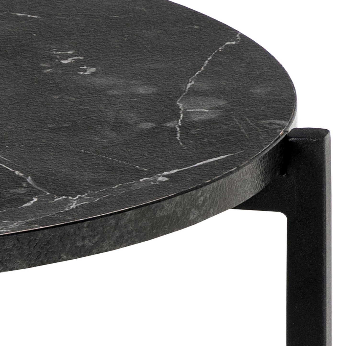 Odense Black Izmir Round Side Table Metal Legs