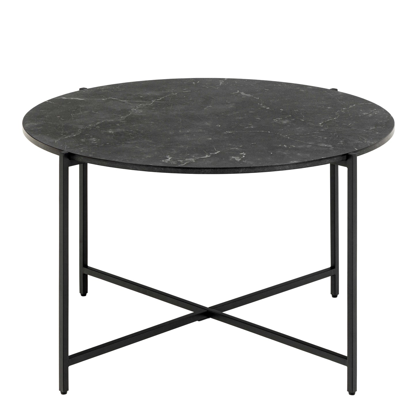 Odense Black Izmir Round Coffee Table Metal Legs