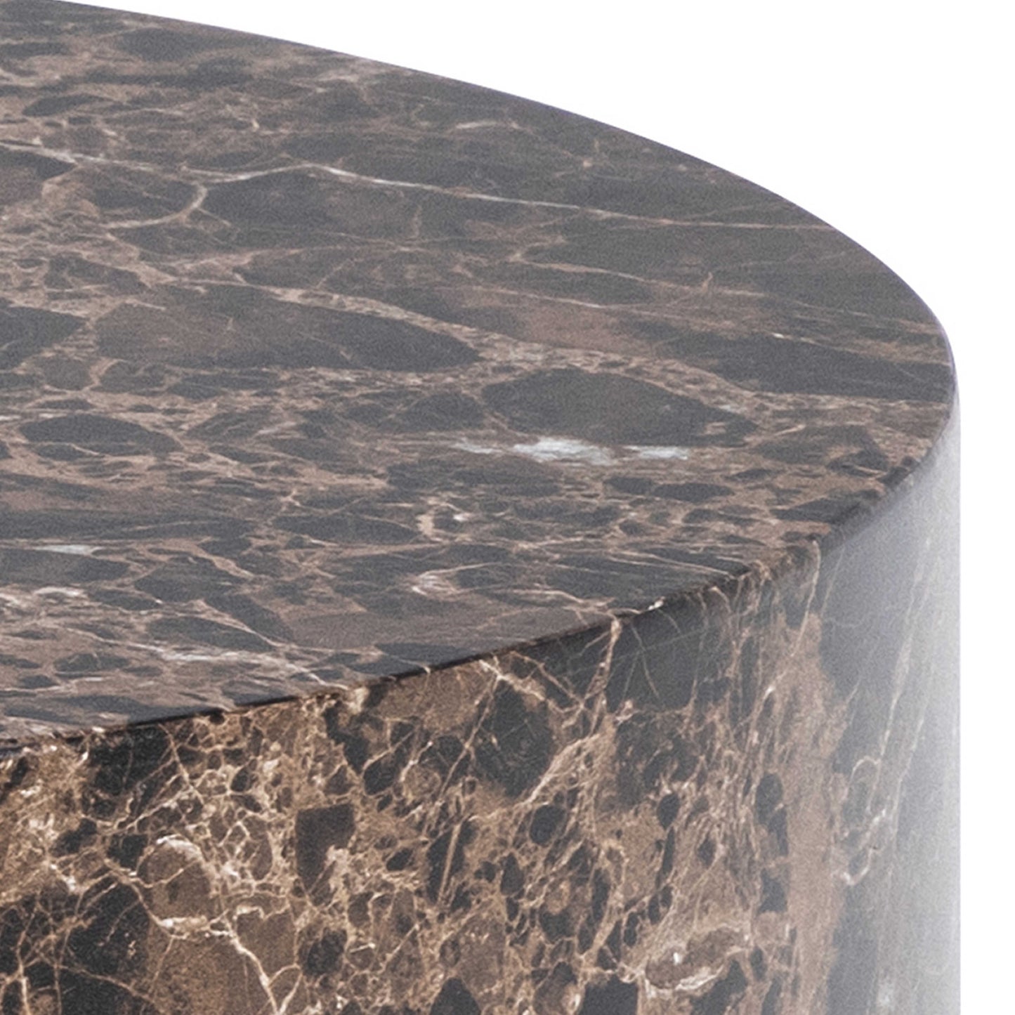 Set of 2 Lille Brown Marble Effect Round Coffee Table