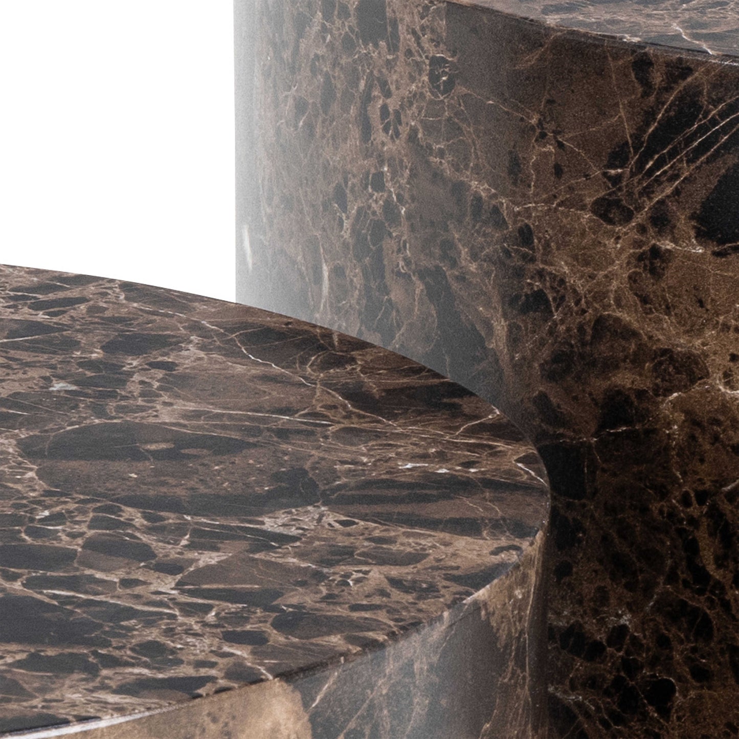 Set of 2 Lille Brown Marble Effect Round Coffee Table