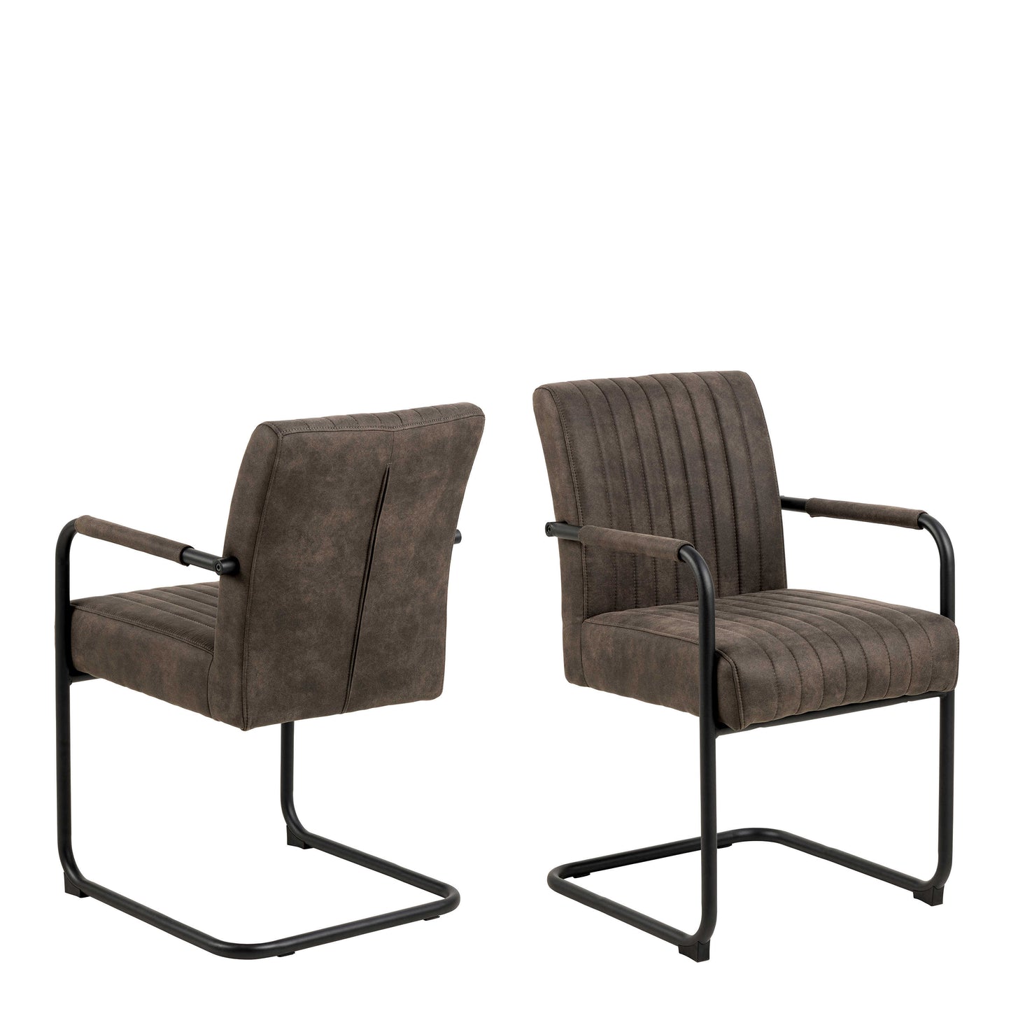 Set of 2 Grey Upholstered Helsinki Dining Chair Ribbed Back