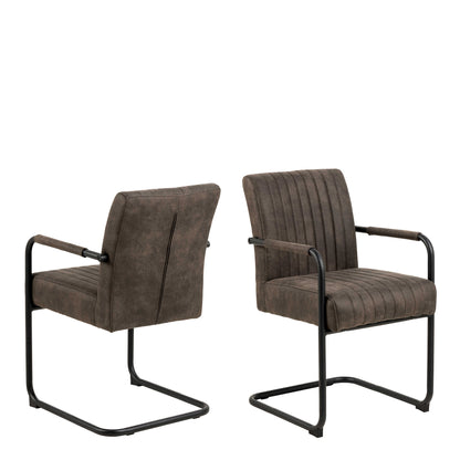 Set of 2 Grey Upholstered Helsinki Dining Chair Ribbed Back
