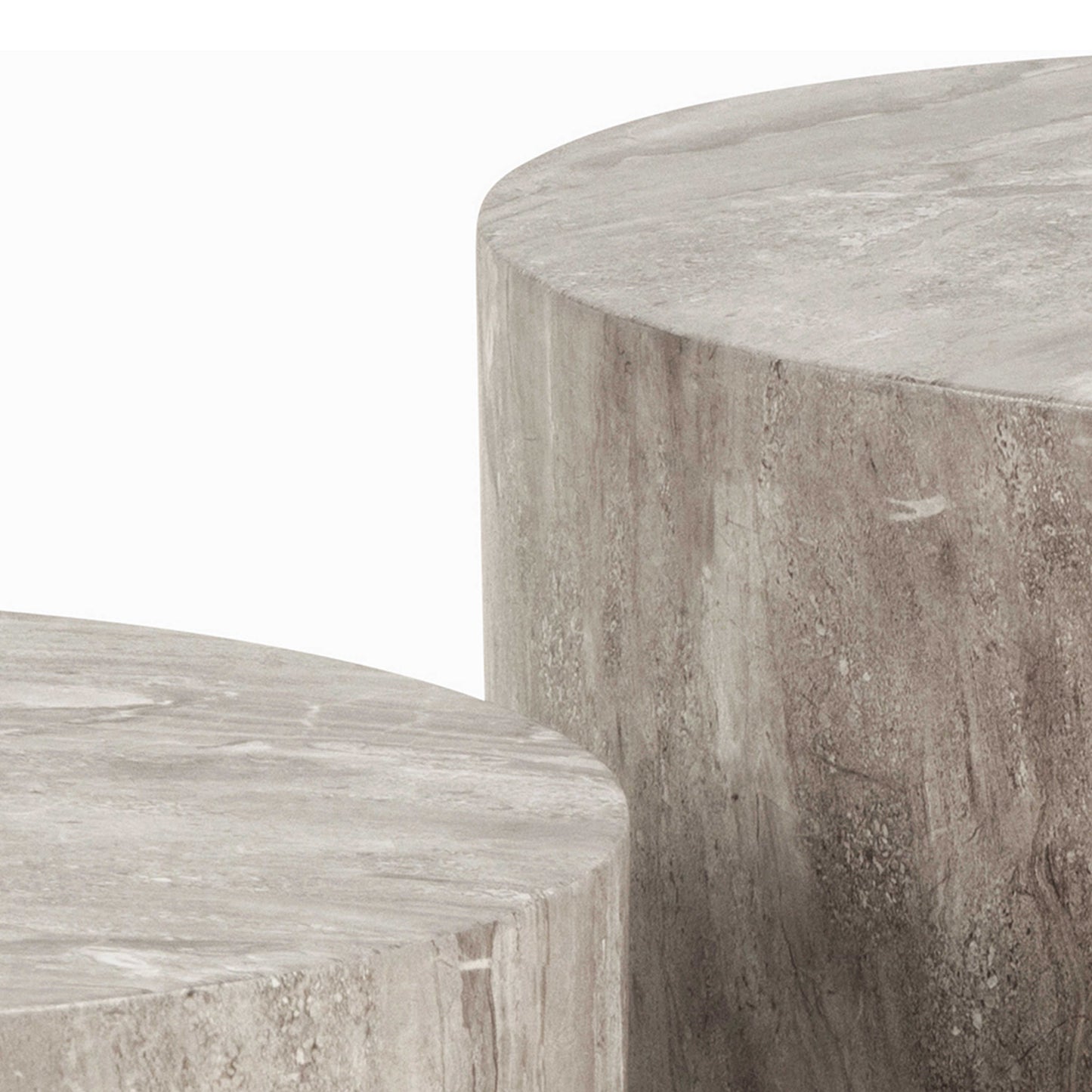 Set of 2 Munkebo Grey Marble Round Coffee Tables