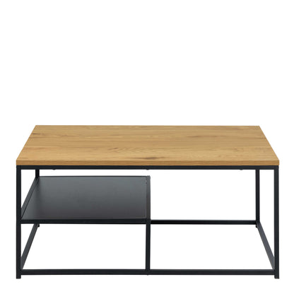 Haslev Natural Oak Rectangular Coffee Table with Half Bottom Shelf