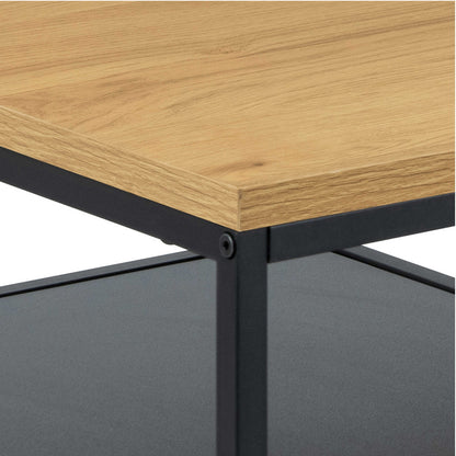 Haslev Natural Oak Rectangular Coffee Table with Half Bottom Shelf