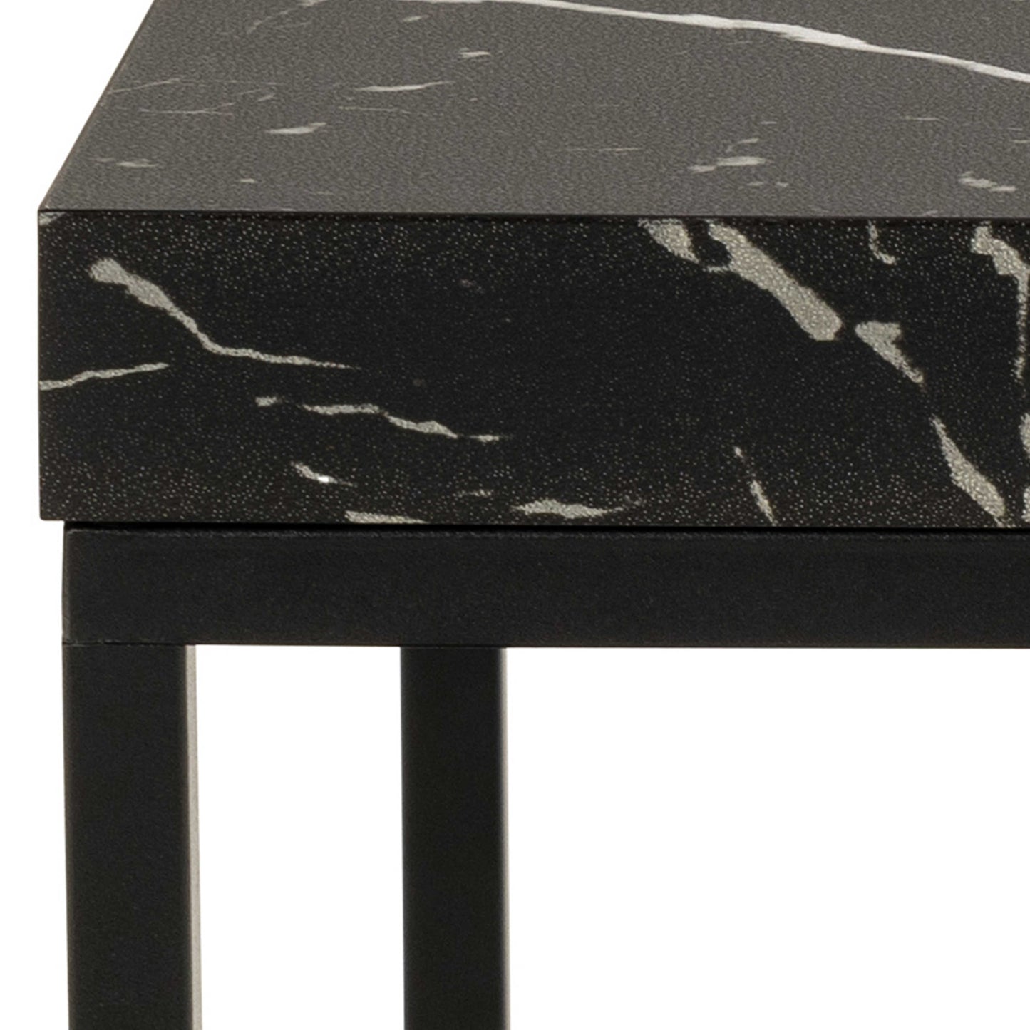 Hazelmere Black Marble Marquina Coffee Table Black Metal Legs