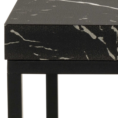 Hazelmere Black Marble Marquina Coffee Table Black Metal Legs