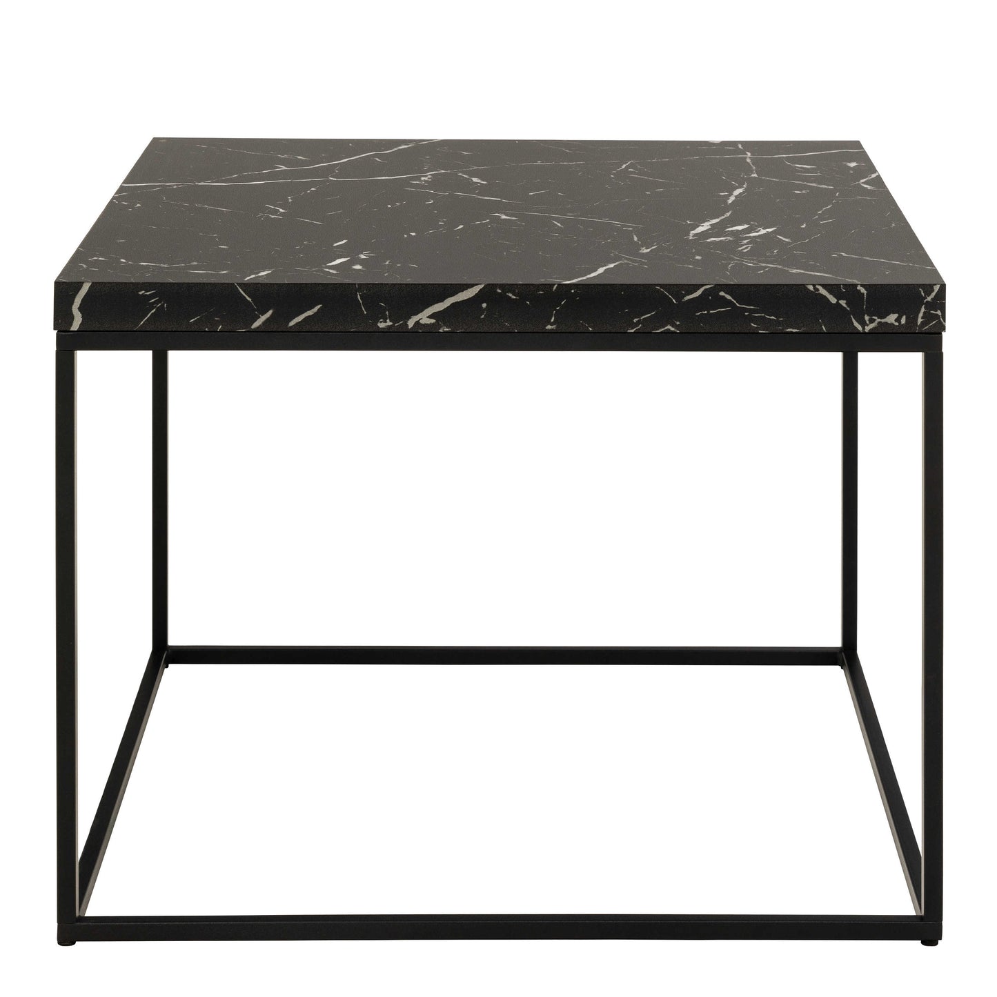 Hazelmere Black Marble Marquina Coffee Table Black Metal Legs