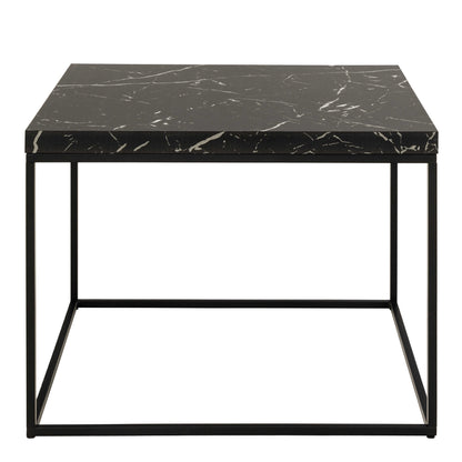 Hazelmere Black Marble Marquina Coffee Table Black Metal Legs