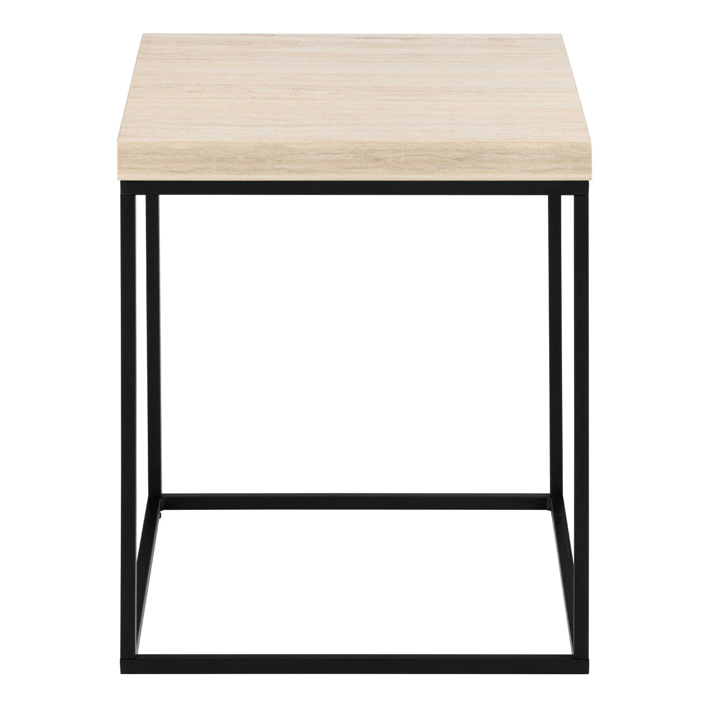 Hazelmere Travertine Coffee Table Black Metal Legs