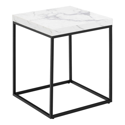 Hazelmere White Marble Carrara Coffee Table Black Metal Legs