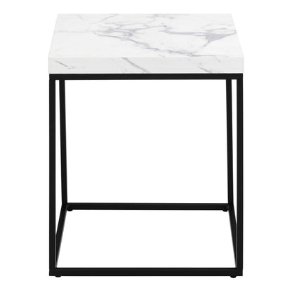 Hazelmere White Marble Carrara Coffee Table Black Metal Legs