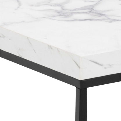 Hazelmere White Marble Carrara Coffee Table Black Metal Legs