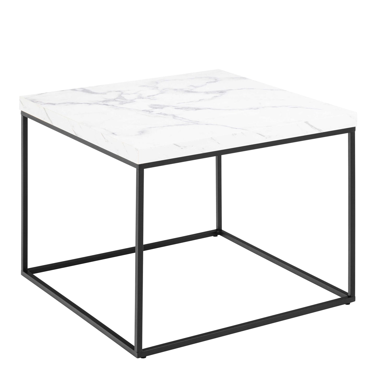 Hazelmere White Marble Carrara Coffee Table Black Metal Legs