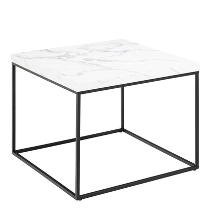 Hazelmere White Marble Carrara Coffee Table Black Metal Legs