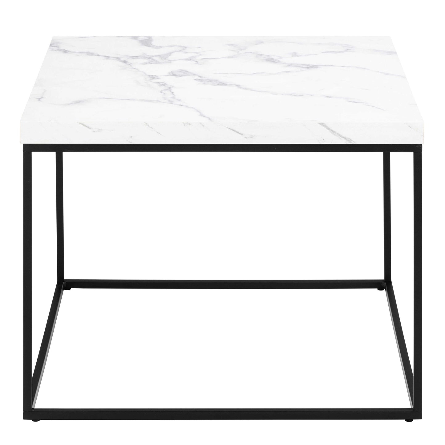 Hazelmere White Marble Carrara Coffee Table Black Metal Legs
