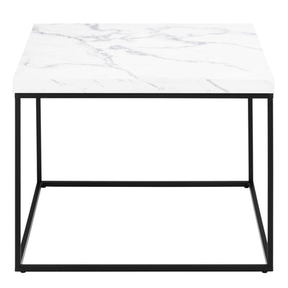 Hazelmere White Marble Carrara Coffee Table Black Metal Legs