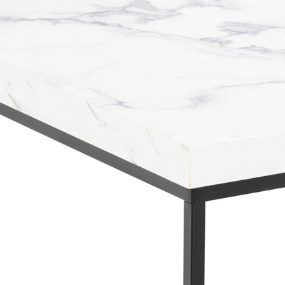 Hazelmere White Marble Carrara Coffee Table Black Metal Legs