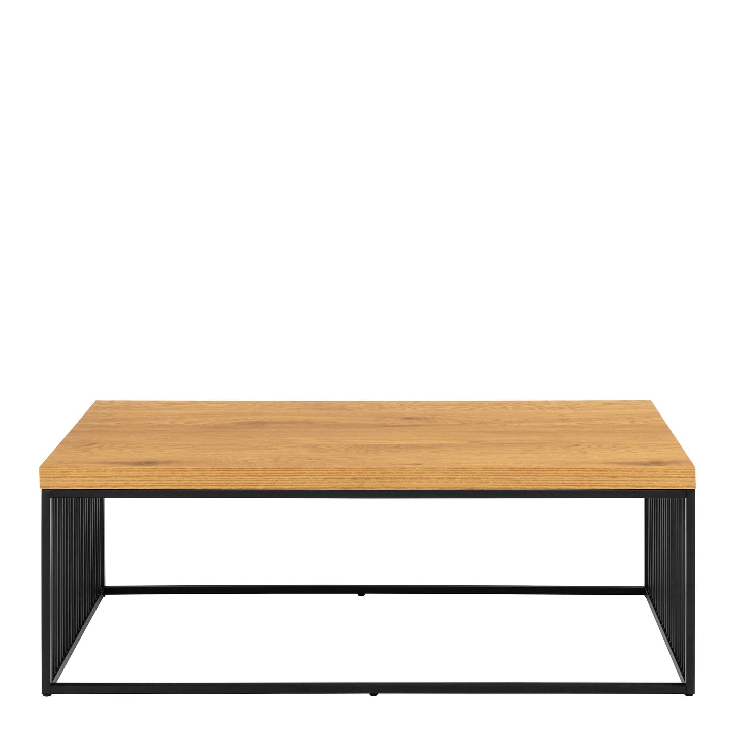 Porto Wild Oak Effect Coffee Table Black Steel Wire Base