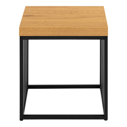 Porto Modern Organic Metal Side Table with Wild Oak Wood Effect Top