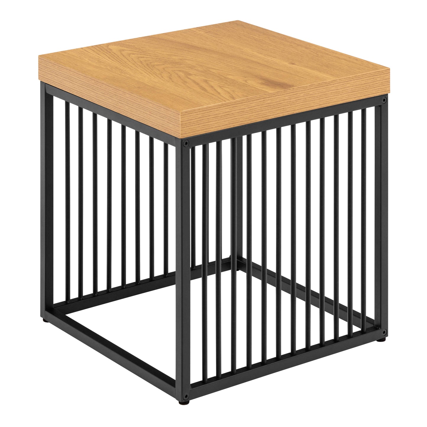Porto Modern Organic Metal Side Table with Wild Oak Wood Effect Top