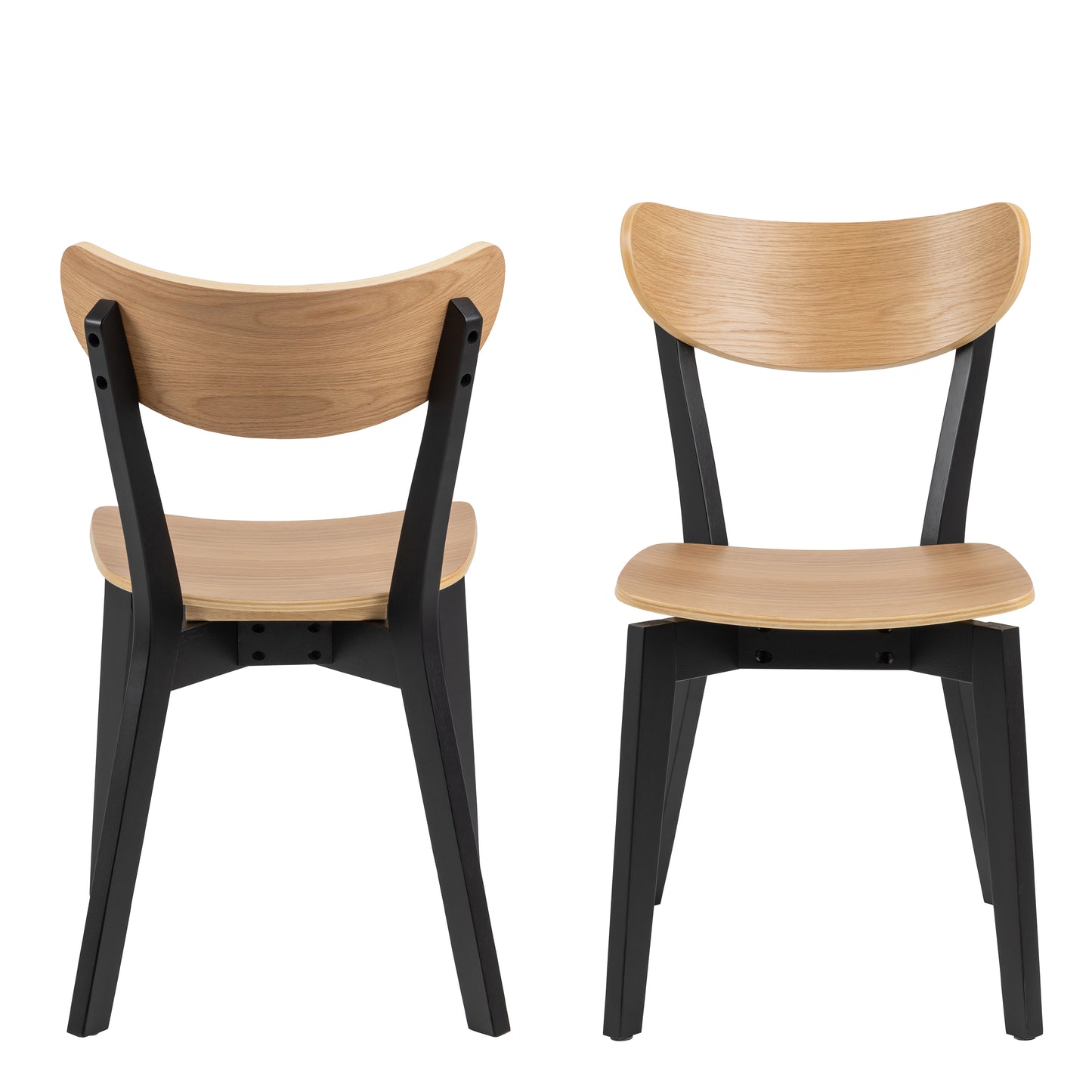 Set of 2 Saffron Black and Natural Oak Effect Dining Chairs