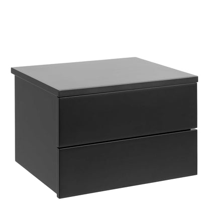 Rome Matt Black Wooden Bedside Table 2 Drawers