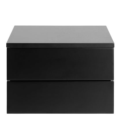 Rome Matt Black Wooden Bedside Table 2 Drawers