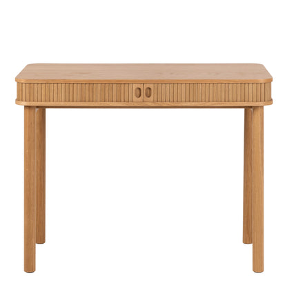 Copenhagen Natural Oak Wood Etched Office Desk 2 Tambour Doors
