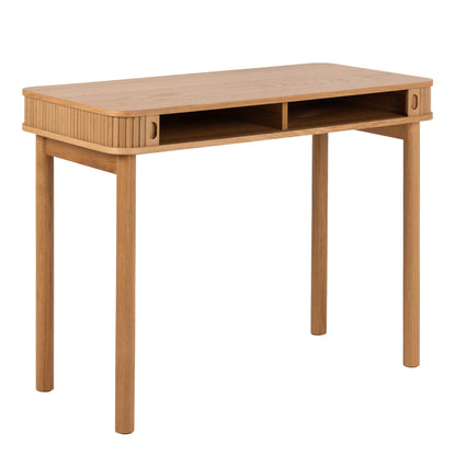 Copenhagen Natural Oak Wood Etched Office Desk 2 Tambour Doors
