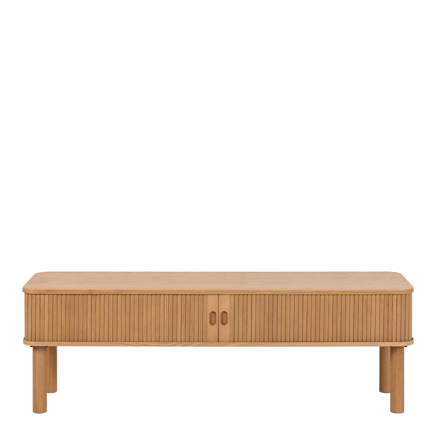 Copenhagen Natural Oak Wood Etched TV Unit 2 Tambour Doors