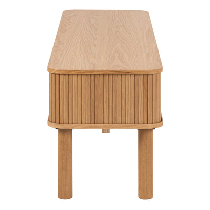 Copenhagen Natural Oak Wood Etched TV Unit 2 Tambour Doors