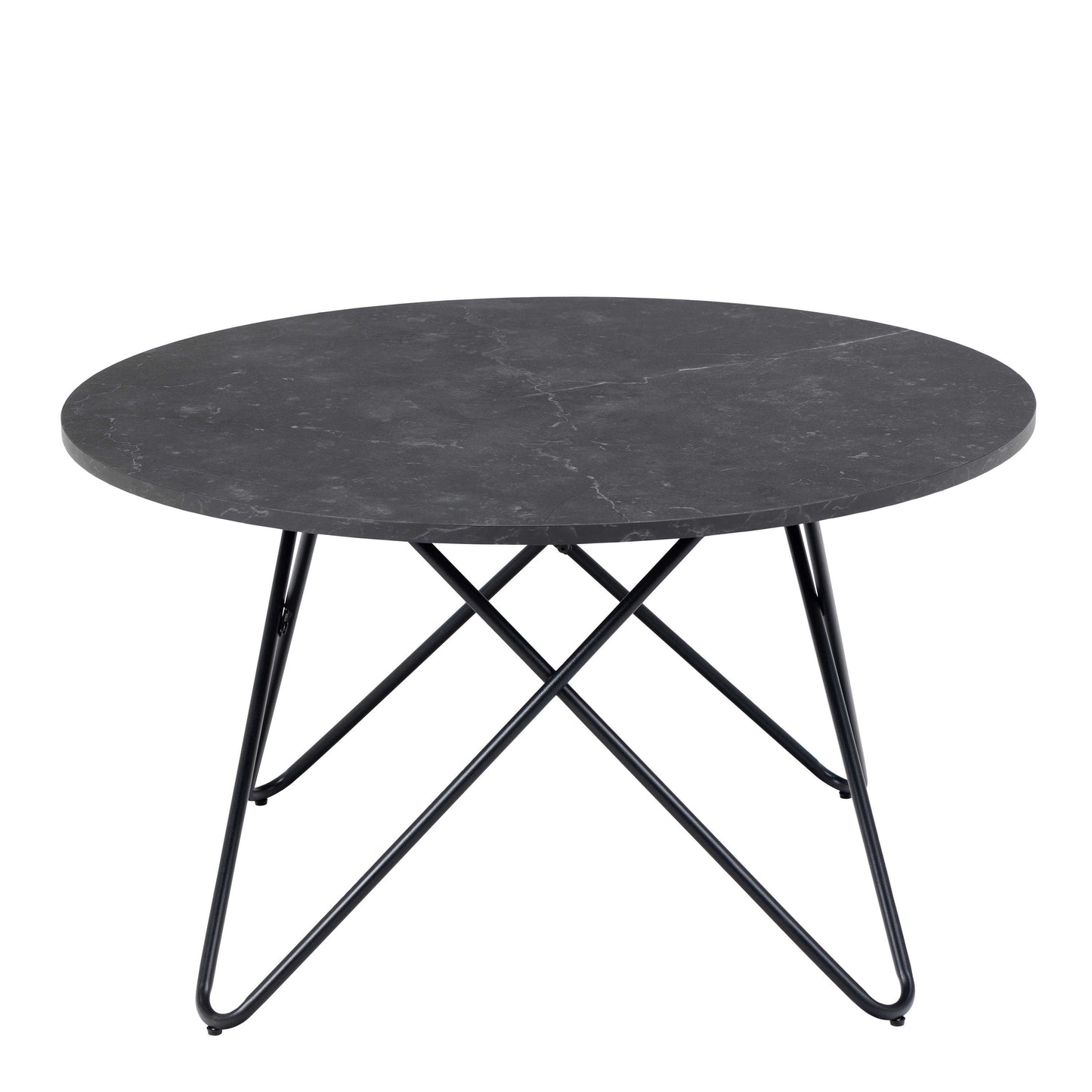 Turin Black Marble Effect Round Coffee Table Geometric Steel Base