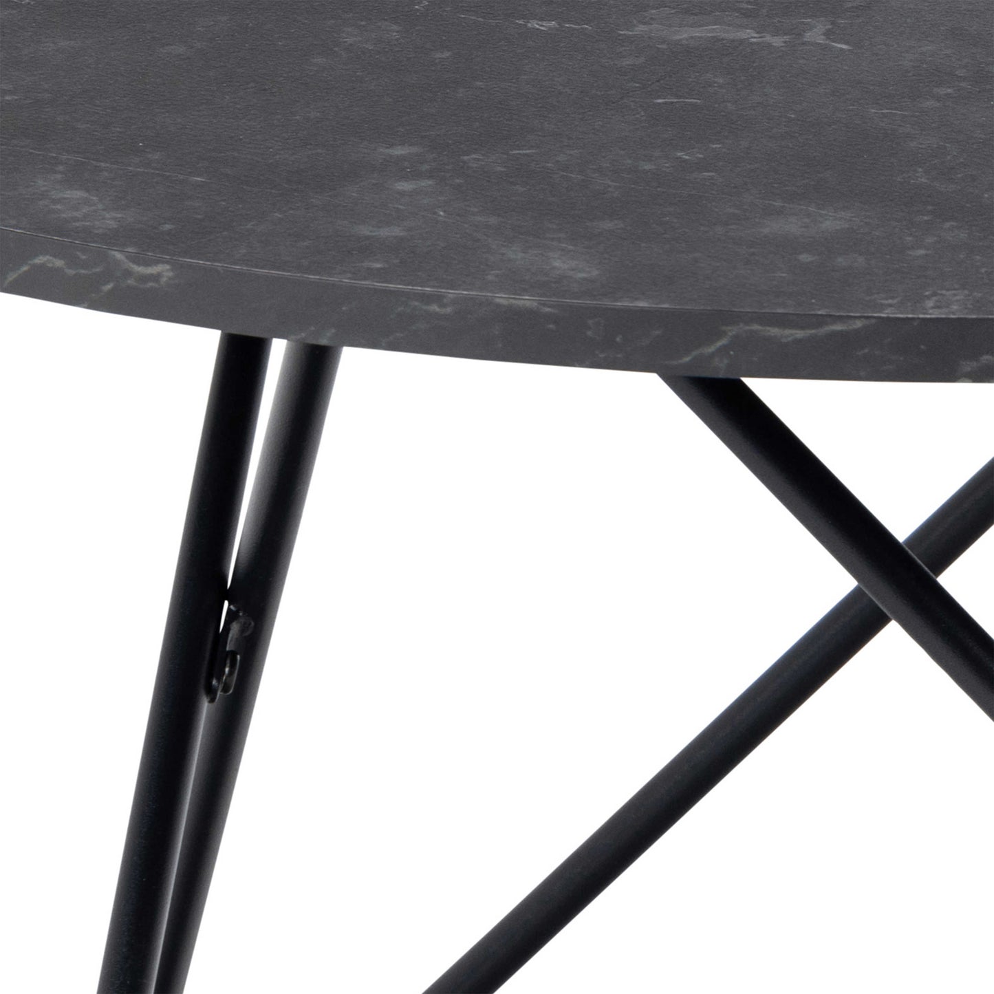 Turin Black Marble Effect Round Coffee Table Geometric Steel Base