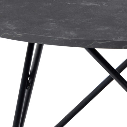 Turin Black Marble Effect Round Coffee Table Geometric Steel Base